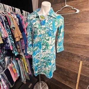 Banana Boat UPF 50+ Long Sleeve Blue and Green Monaco-Aqua Sundress Cover up